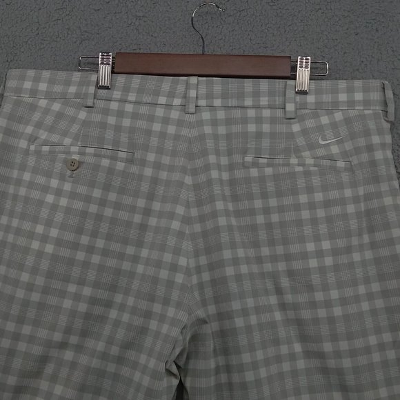 Nike Golf Shorts Mens‎ 38 White Gray Check Plaid White Swoosh Dri-Fit - Picture 7 of 11